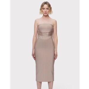 Herve Leger Strapless Nude/Taupe Bandage Midi Dress

DRAPED STRAPLESS FRINGE